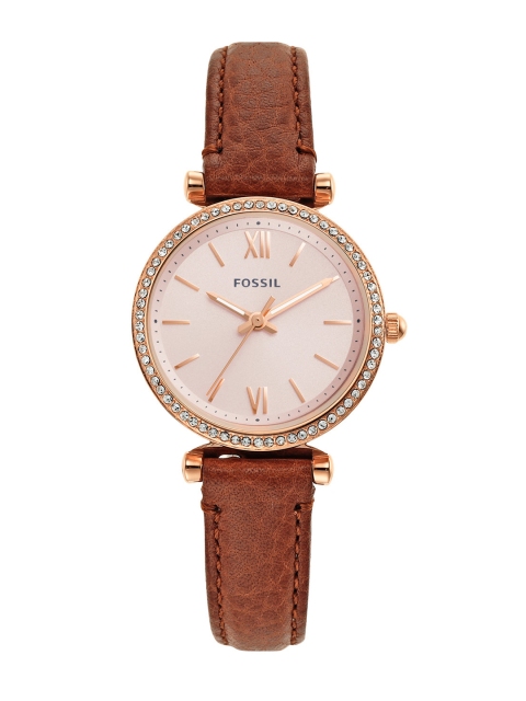 

Fossil Women Beige Dial & Brown Leather Straps Carlie Mini Analogue Watch ES5112