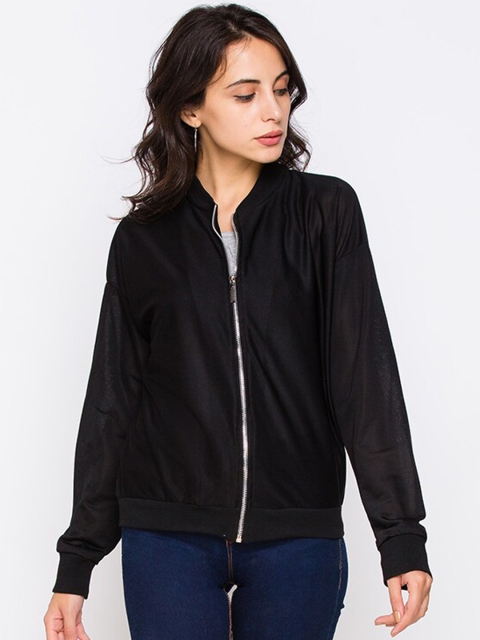 

Nick&Jess Women Black Floral Striped Bomber Jacket 100% Cotton