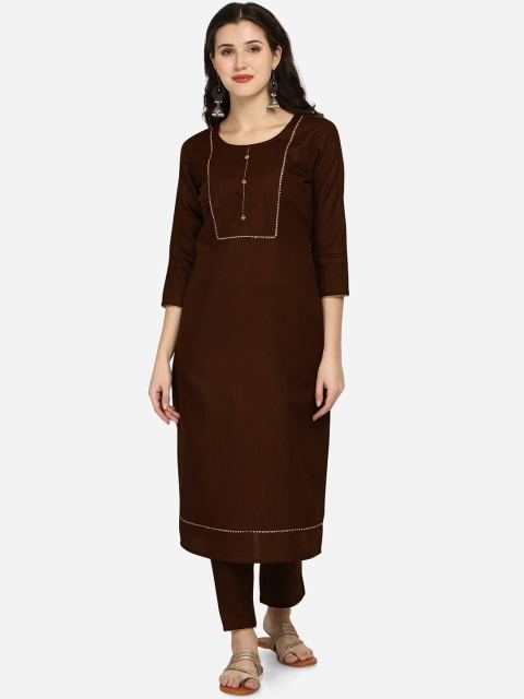 

Anaita Women Brown Gotta Patti Pure Cotton Kurta with Trousers