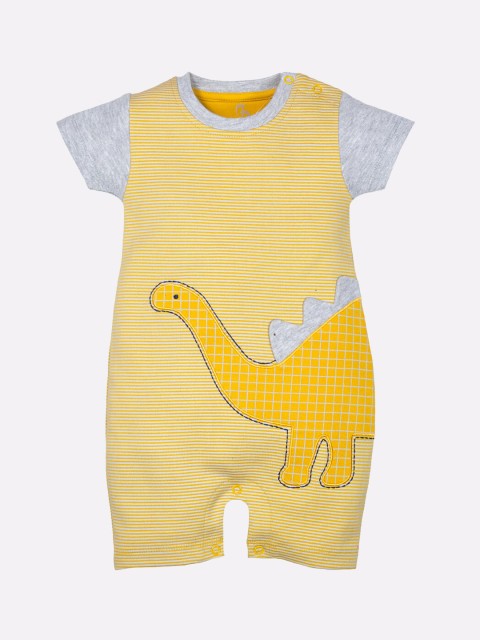 

BABY GO Infant Boys Yellow Striped Cotton Rompers