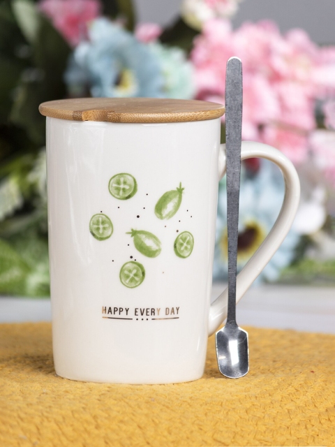 

MARKET99 White & Green Text or Slogans Printed Ceramic Glossy Mugs Set of Cups and Mugs