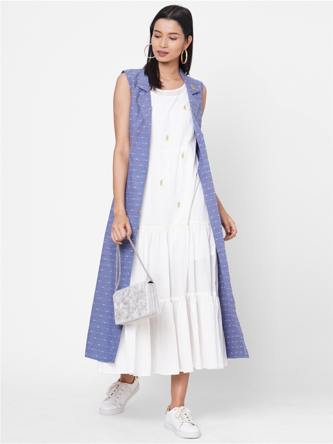 

ZOLA Blue Pinafore Midi Dress