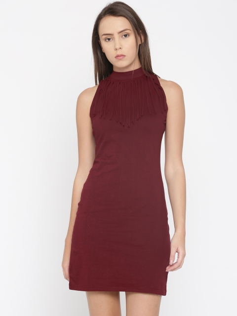 

Miss Chase Women Maroon Solid Sheath Dress