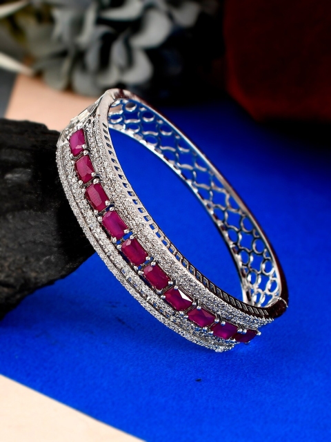 

Silvermerc Designs Women Silver-Toned & Pink Silver-Plated Bangle-Style Bracelet