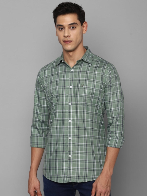 

Allen Solly Men Green Slim Fit Tartan Checked Pure Cotton Casual Shirt