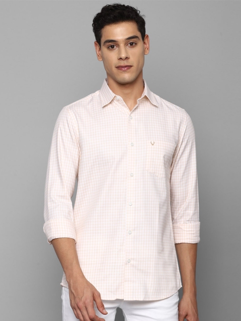 

Allen Solly Men Cream-Coloured Slim Fit Grid Tattersall Checks Casual Shirt
