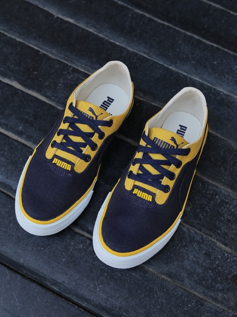 

Puma Unisex Navy & Yellow Slyde DP Colourblocked Sneakers, Navy blue