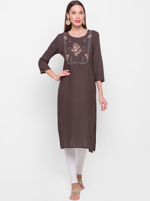 

ZOLA Women Grey Yoke Design Thread Work Kurta