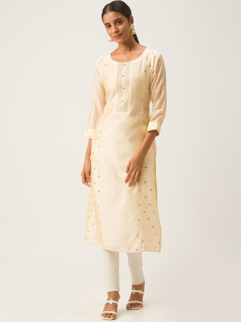 

ZOLA Women Cream-Coloured Embroidered Kurta