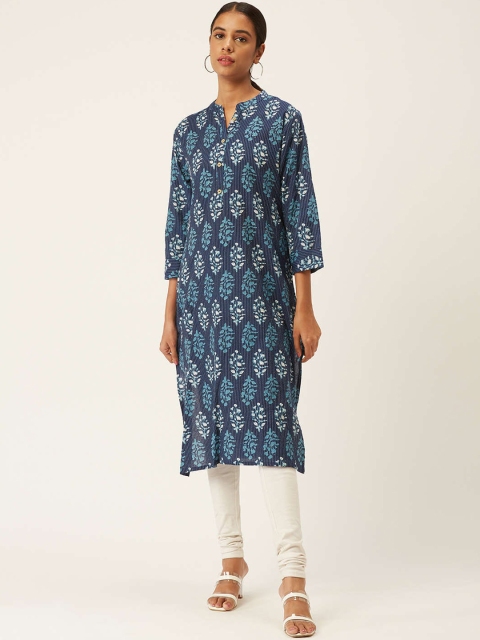 

ZOLA Women Blue Paisley Dyed Three Quarter Sleeves Kurta