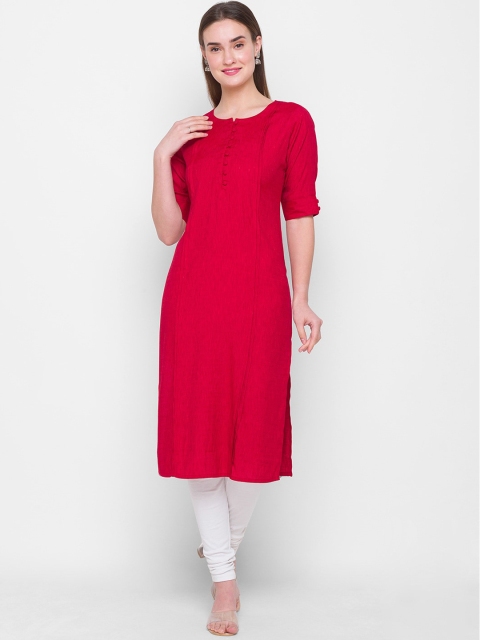 

ZOLA Women Maroon Self Design Kurta