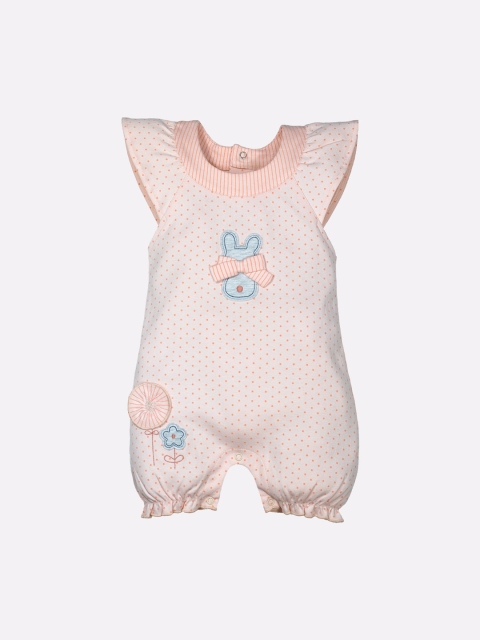 

BABY GO Infant Girls Peach Embroidered Pure Cotton Rompers