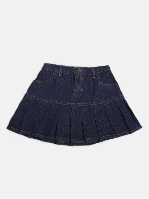 

MONTREZ Girls Blue Solid Denim A-Line Skirts