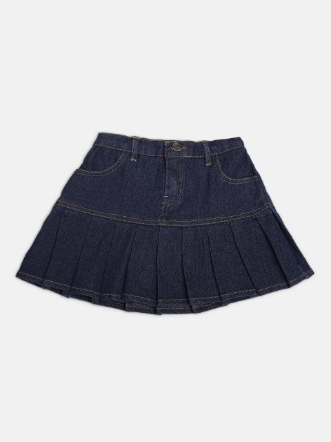 

MONTREZ Girls Blue Solid Denim A-Line Skirts