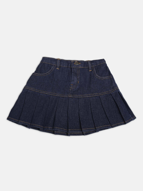 

MONTREZ Girls Blue Solid Denim A-Line Skirts