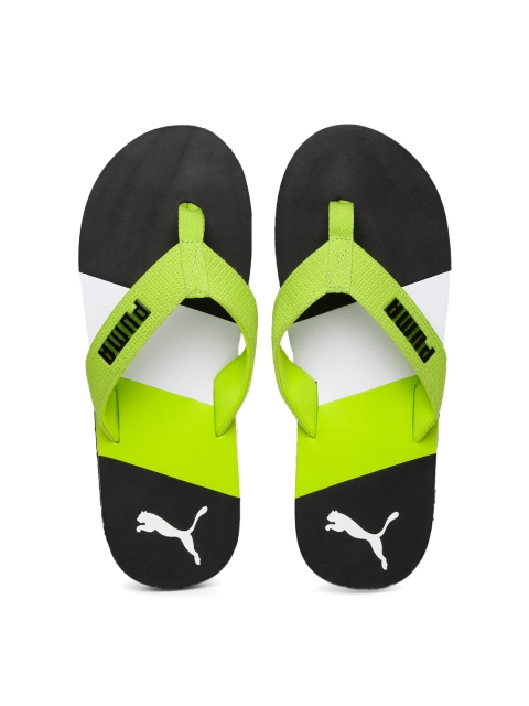 

Puma Men Lime Green & Black Robby DP Colourblocked Flip-Flops