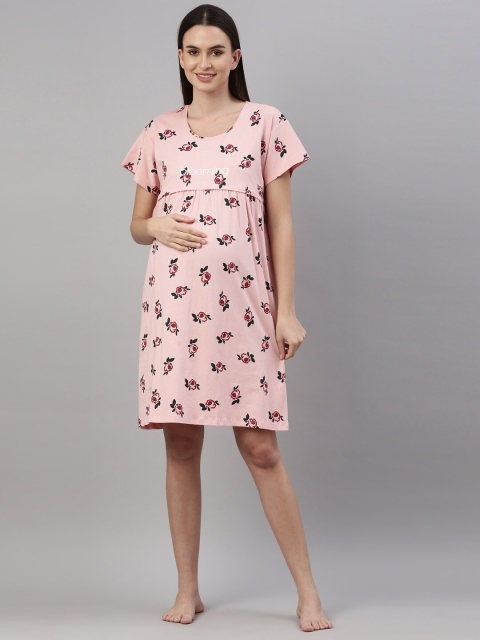 

GOLDSTROMS Pink & Red Floral Printed Maternity T-shirt Nightdress
