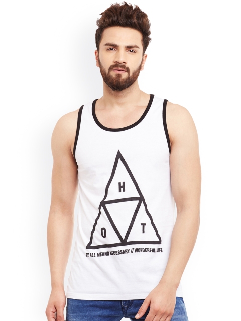 

GRITSTONES White Printed Innerwear Vest GSVSTHOT
