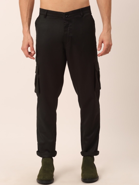 

JAINISH Men Black Smart Slim Fit Cotton Cargos Trousers