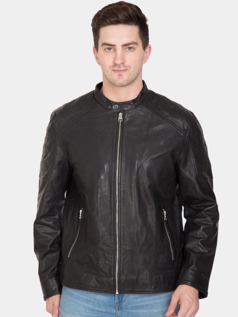 

Justanned Men Black Leather Lightweight Outdoor Biker Jacket