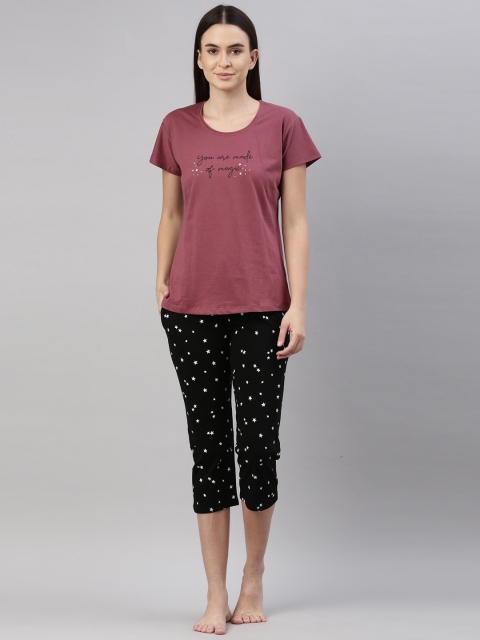 

GOLDSTROMS Magenta & Black Printed Night suit