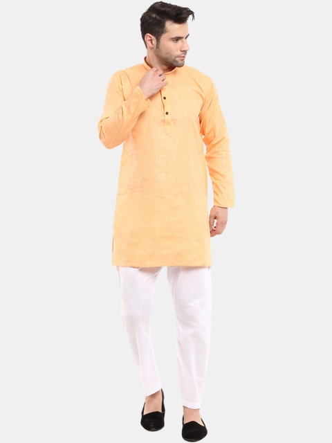 

V-Mart Men Orange & White Cotton Kurta With Pyjamas