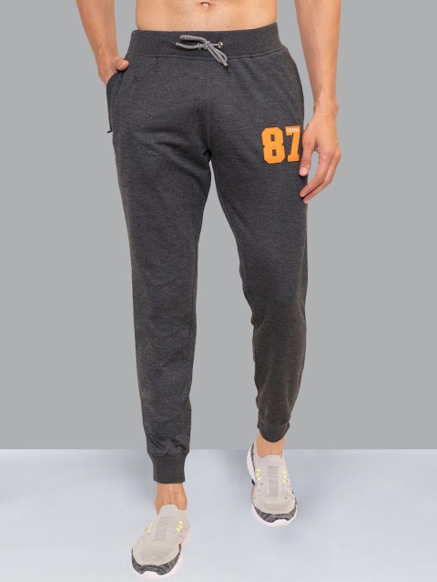 

AVOLT Men Grey Solid Cotton Slim-Fit Joggers