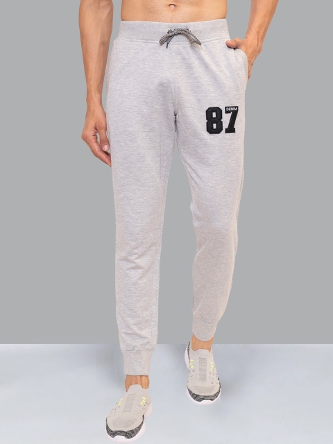 

AVOLT Men Grey Solid Cotton Slim-Fit Joggers