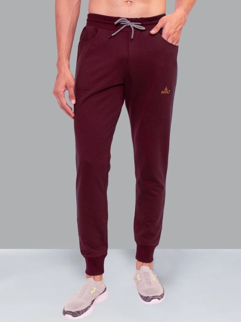 

AVOLT Men Maroon Solid Slim Fit Cotton Joggers
