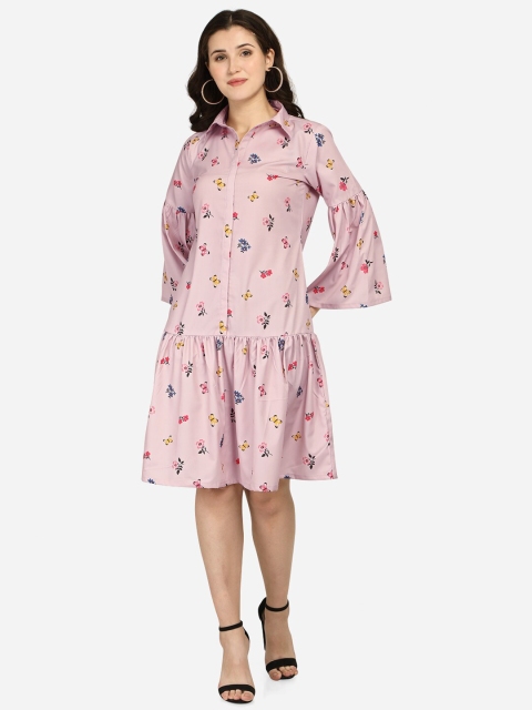 

Anaita Pink & Yellow Floral Drop-Waist Dress