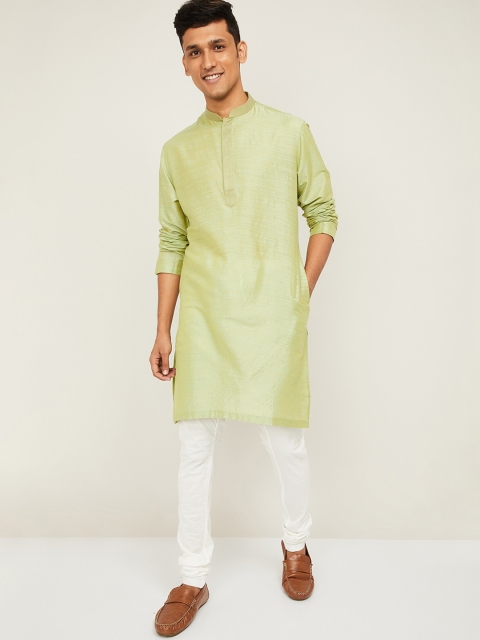 

Melange by Lifestyle Men Green Striped Kurta with Churidar