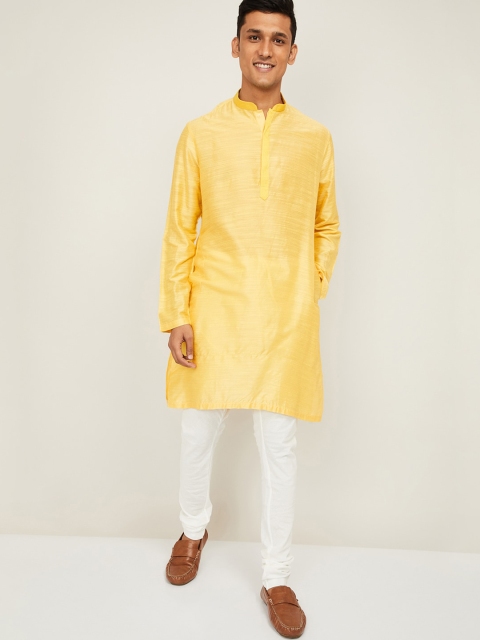 

Melange by Lifestyle Men Yellow Striped Kurta with Churidar