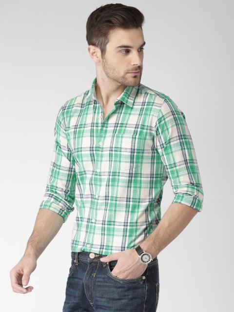 

Mast & Harbour Green & Off-White Checked Casual Shirt