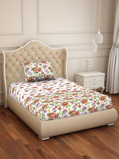 

Welspun Red & Green Floral 144 TC Single Bedsheet with 1 Pillow Covers
