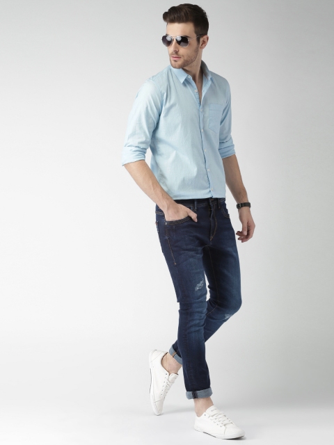 

Mast & Harbour Men Blue Solid Casual Shirt