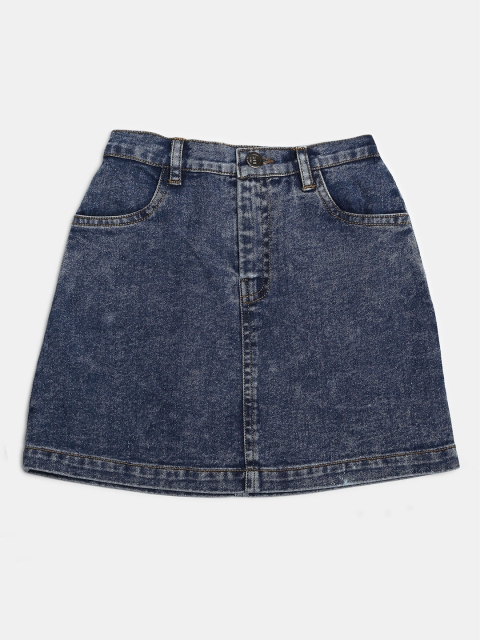 

MONTREZ Girls Grey Washed Denim Mini Length A-Line Skirts