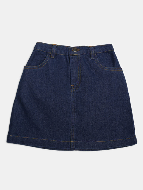 

MONTREZ Girls Blue Solid Denim A-Line Skirts