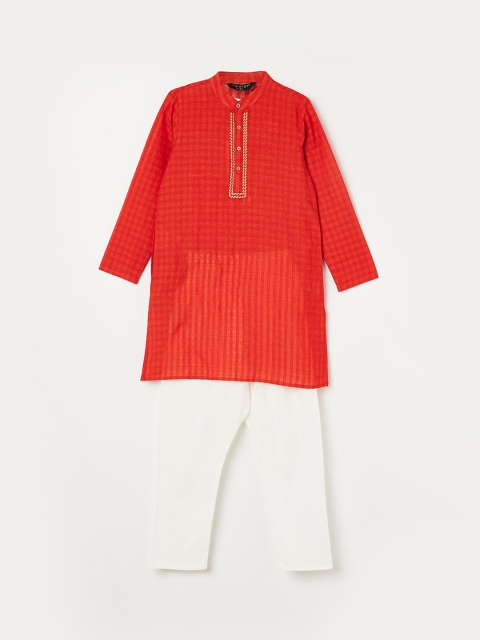 

Melange by Lifestyle Boys Red Pure Cotton Kurta with Pyjamas