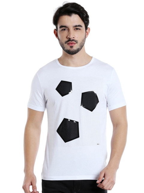 

Rex Straut Jeans Men White Printed Slim Fit T-shirt