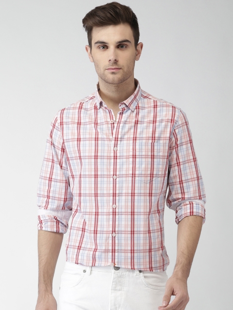 

Mast & Harbour Men White & Red Regular Fit Checked Casual Shirt