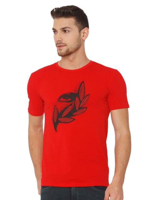 

Rex Straut Jeans Men Red Printed Slim Fit T-shirt
