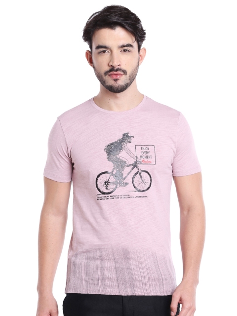 

Rex Straut Jeans Men Pink Printed Slim Fit T-shirt