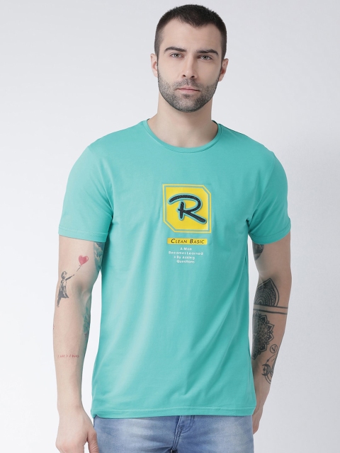 

Rex Straut Jeans Men Green Typography Printed Applique Slim Fit T-shirt