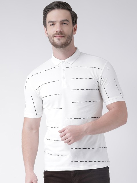 

Rex Straut Jeans Men White Printed Polo Collar Slim Fit T-shirt