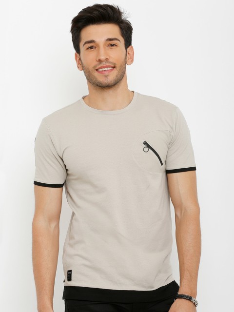 

Rex Straut Jeans Men Beige Slim Fit T-shirt
