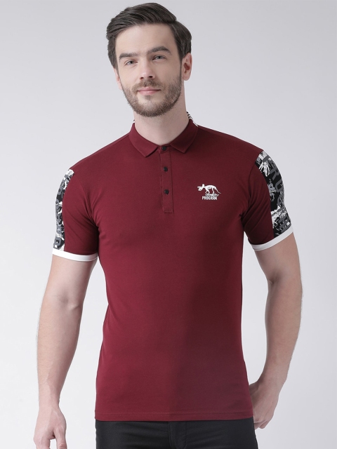 

Rex Straut Jeans Men Maroon Polo Collar Slim Fit T-shirt