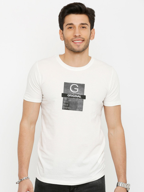 

Rex Straut Jeans Men White Printed Slim Fit T-shirt