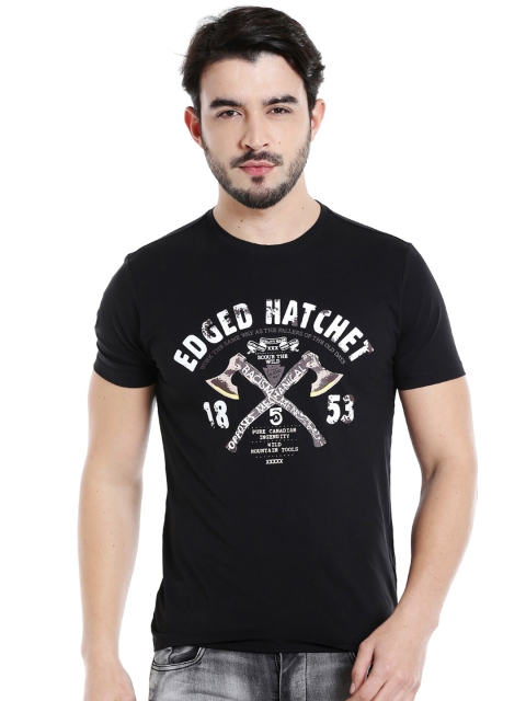 

Rex Straut Jeans Men Charcoal Typography Printed Slim Fit T-shirt
