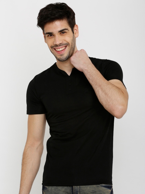 

Rex Straut Jeans Men Black Polo Collar Slim Fit T-shirt