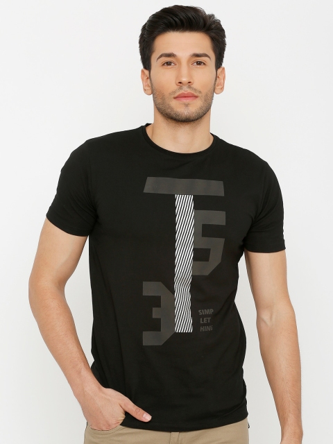

Rex Straut Jeans Men Black Typography Printed Slim Fit T-shirt